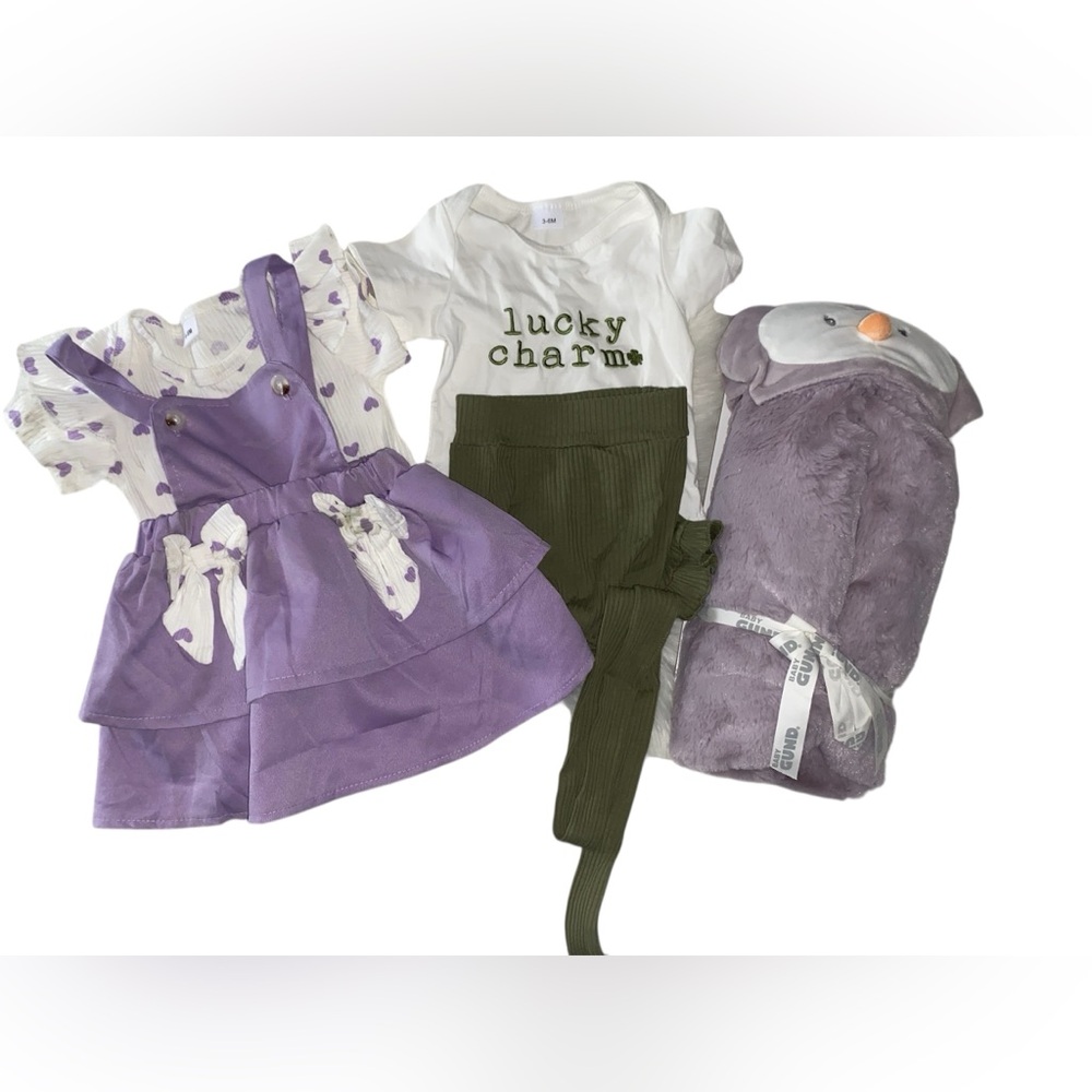 Bundle | Purple Dress and Onesie Set  3-6M